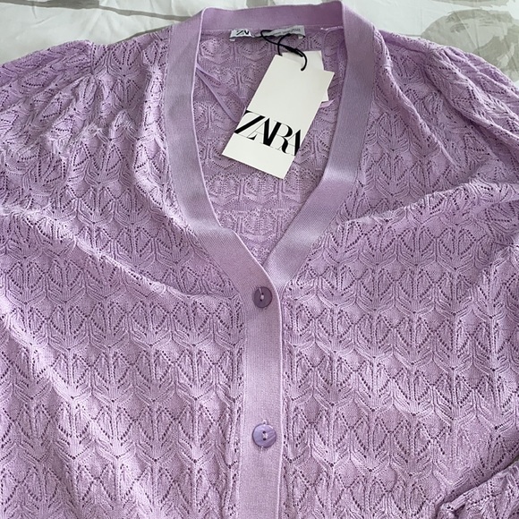 🍇🍷HP🍷🍇 𝗡𝗪𝗧 𝗭𝗮𝗿𝗮 • Pointelle Knit Jacket - Picture 7 of 11